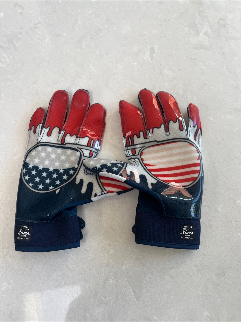 Cutters Patriotic Red White & Blue Football Gloves NWOT